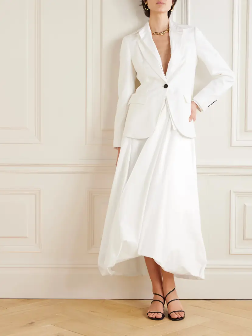 Brunello Cucinelli Gathered Cotton-blend Midi Skirt | Thumbnail 2