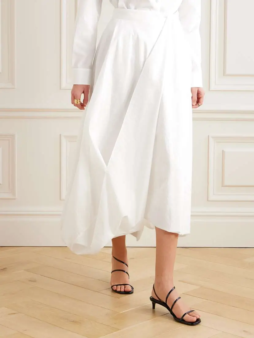 Brunello Cucinelli Gathered Cotton-blend Midi Skirt | Thumbnail 3