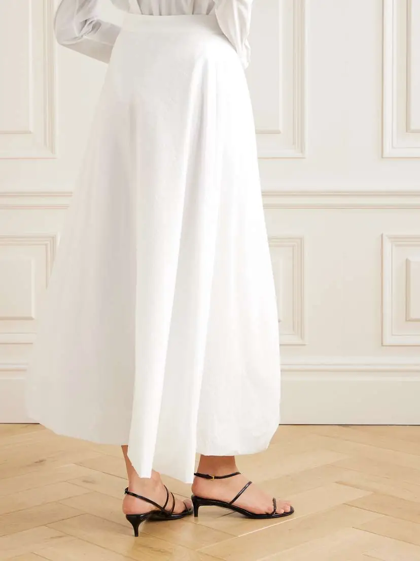 Brunello Cucinelli Gathered Cotton-blend Midi Skirt | Thumbnail 4
