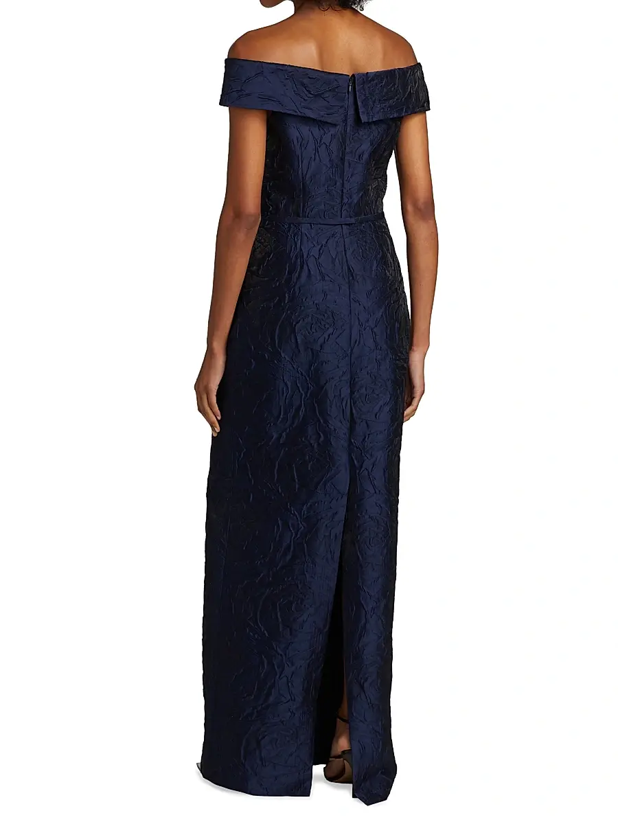 Teri Jon by Rickie Freeman Women's Jacquard Off-The-Shoulder Gown | Thumbnail 5 Teri Jon by Rickie Freeman Women's Jacquard Off-The-Shoulder Gown | Thumbnail 5