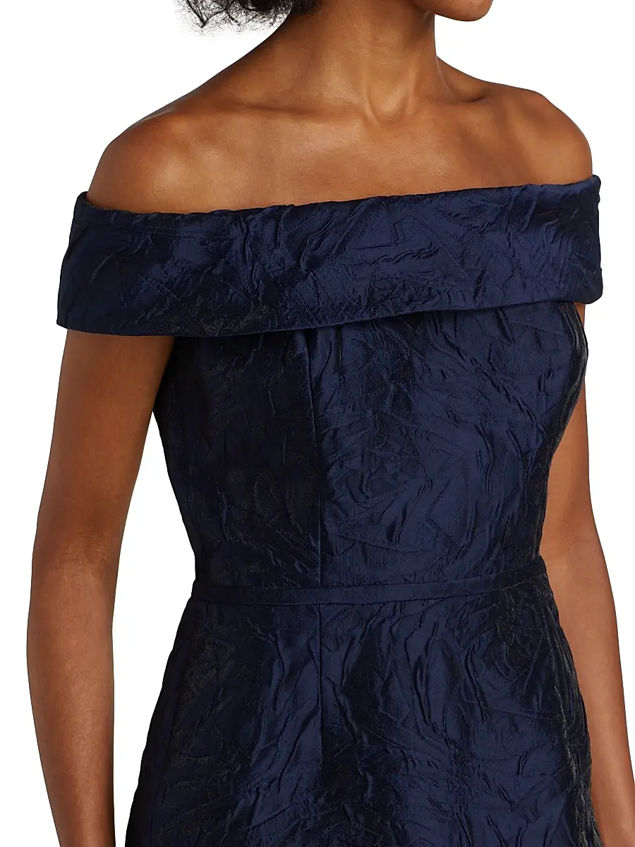 Teri Jon by Rickie Freeman Women's Jacquard Off-The-Shoulder Gown | Thumbnail 6 Teri Jon by Rickie Freeman Women's Jacquard Off-The-Shoulder Gown | Thumbnail 6