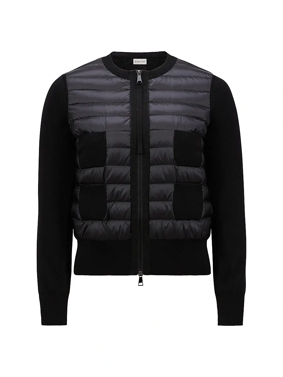 Moncler Women's Padded Down Knit Zip Up Cardigan - Black | Image 1 Moncler Women's Padded Down Knit Zip Up Cardigan - Black | Image 1