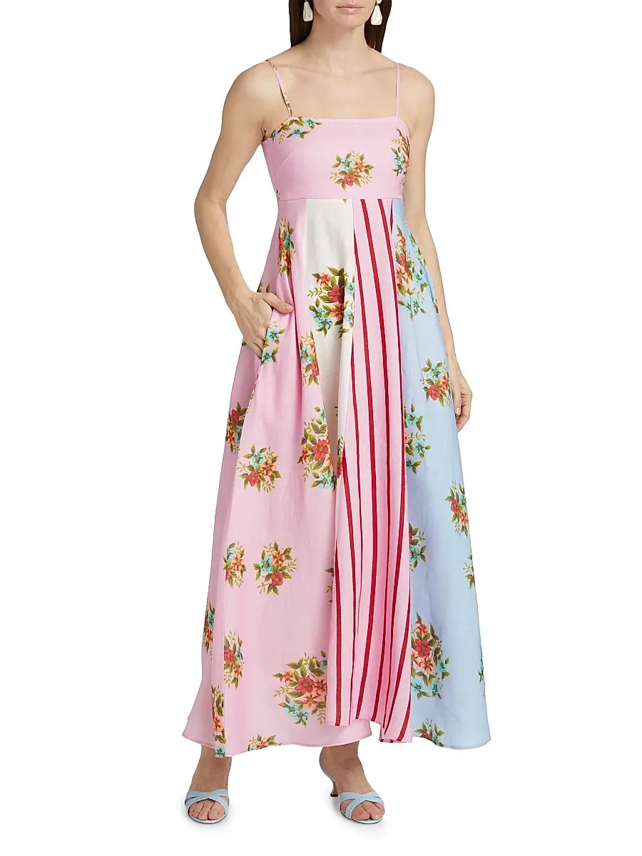 ASTON STUDIO Women's Lucille Belted Floral Linen Shirtdress | Thumbnail 3 ASTON STUDIO Women's Lucille Belted Floral Linen Shirtdress | Thumbnail 3