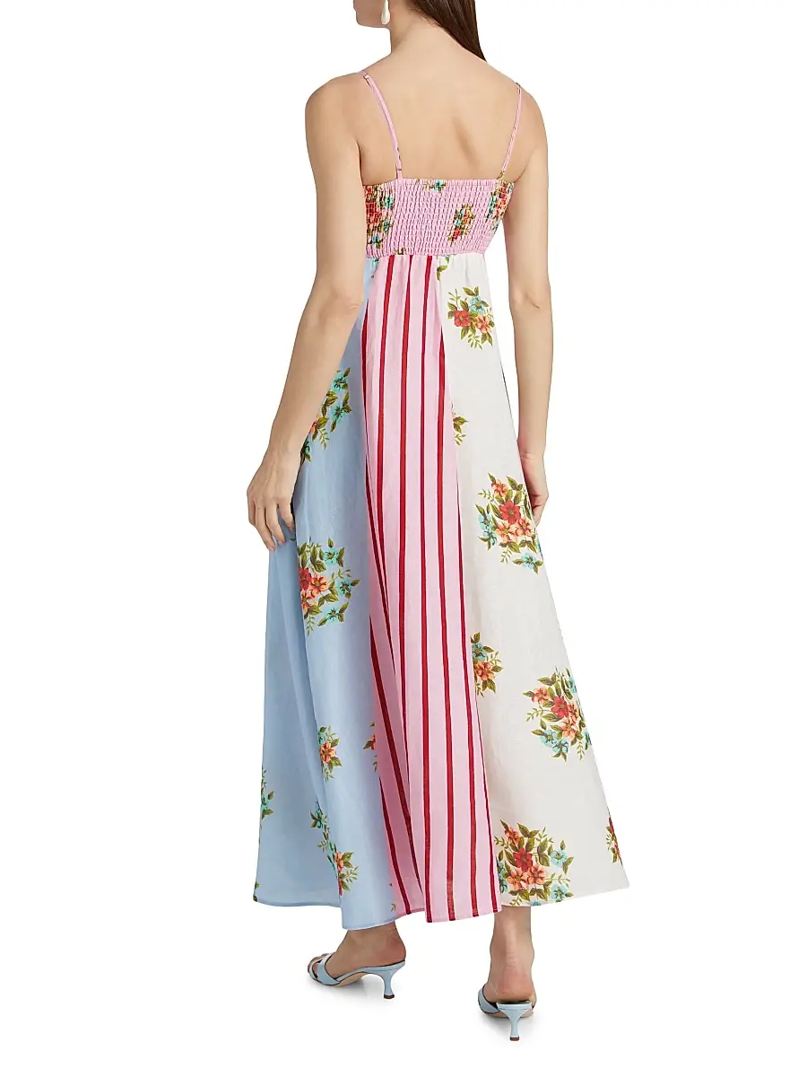 ASTON STUDIO Women's Lucille Belted Floral Linen Shirtdress | Thumbnail 5 ASTON STUDIO Women's Lucille Belted Floral Linen Shirtdress | Thumbnail 5