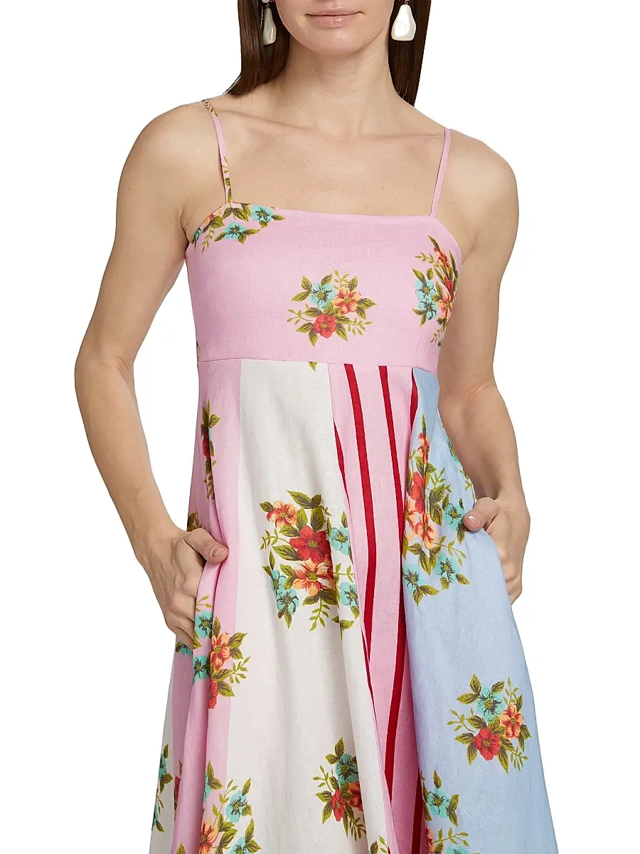 ASTON STUDIO Women's Lucille Belted Floral Linen Shirtdress | Thumbnail 6 ASTON STUDIO Women's Lucille Belted Floral Linen Shirtdress | Thumbnail 6