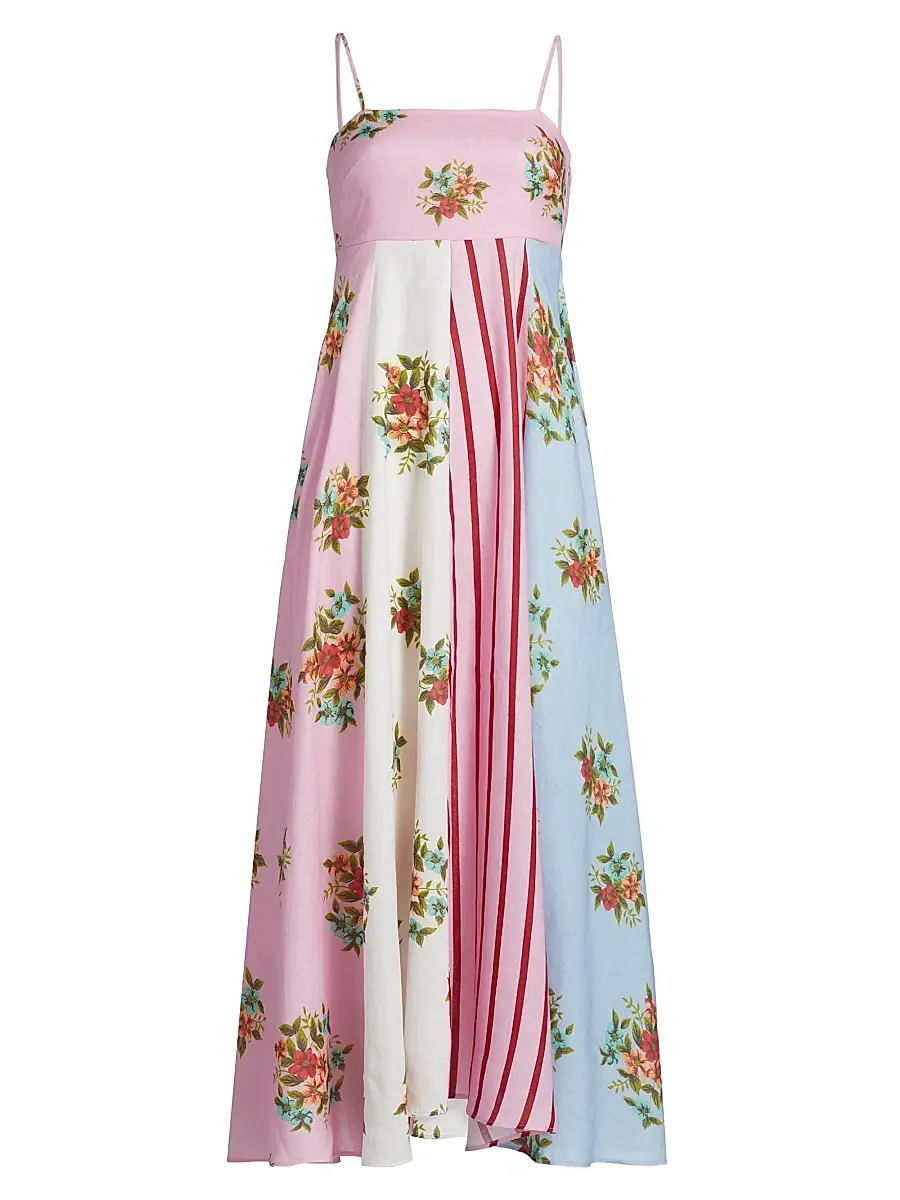 ASTON STUDIO Women's Lucille Belted Floral Linen Shirtdress - Multi Bouquet - Size 4 | Image 1 ASTON STUDIO Women's Lucille Belted Floral Linen Shirtdress - Multi Bouquet - Size 4 | Image 1