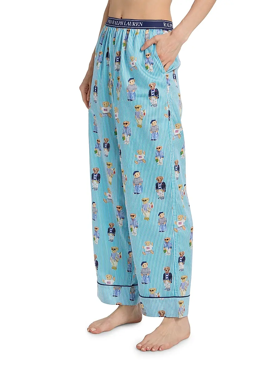 Polo Ralph Lauren Women's Madison Teddy Bear Stripe Pajama Set | Thumbnail 4 Polo Ralph Lauren Women's Madison Teddy Bear Stripe Pajama Set | Thumbnail 4