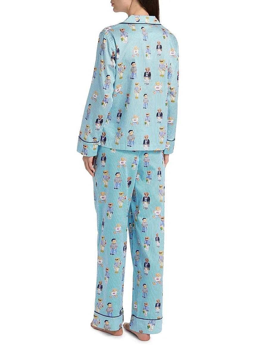 Polo Ralph Lauren Women's Madison Teddy Bear Stripe Pajama Set | Thumbnail 5 Polo Ralph Lauren Women's Madison Teddy Bear Stripe Pajama Set | Thumbnail 5