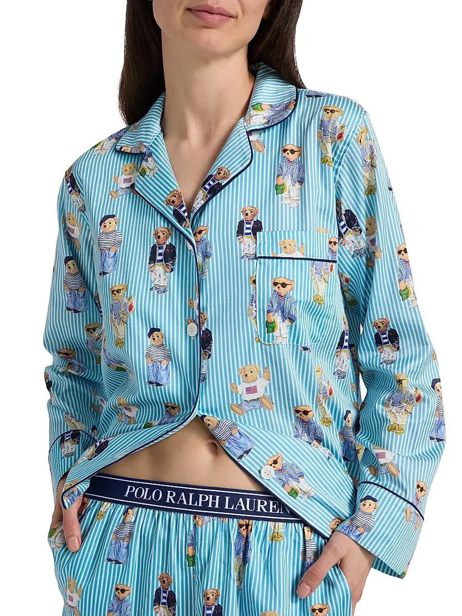 Polo Ralph Lauren Women's Madison Teddy Bear Stripe Pajama Set | Thumbnail 6 Polo Ralph Lauren Women's Madison Teddy Bear Stripe Pajama Set | Thumbnail 6