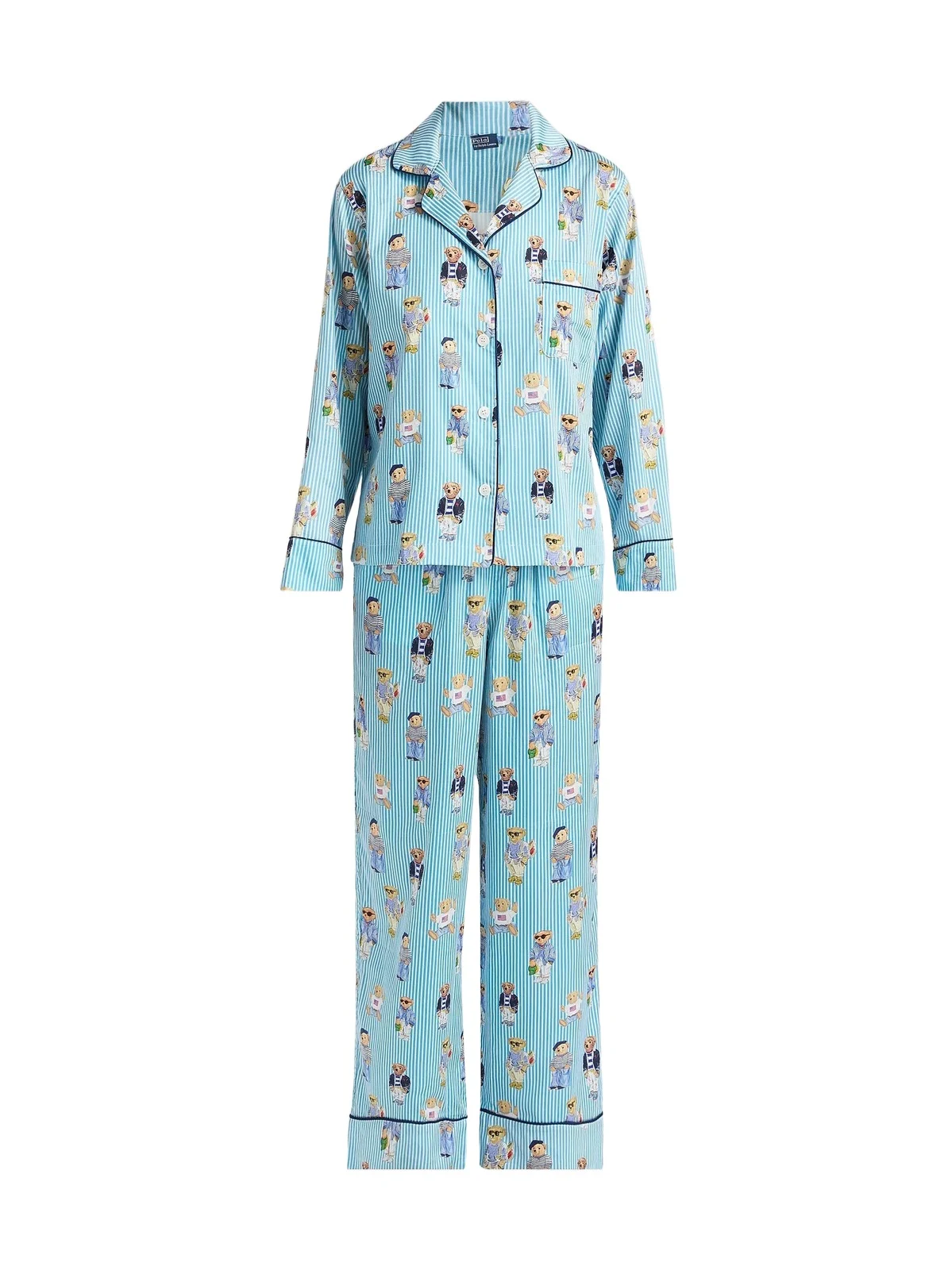 Polo Ralph Lauren Women's Madison Teddy Bear Stripe Pajama Set