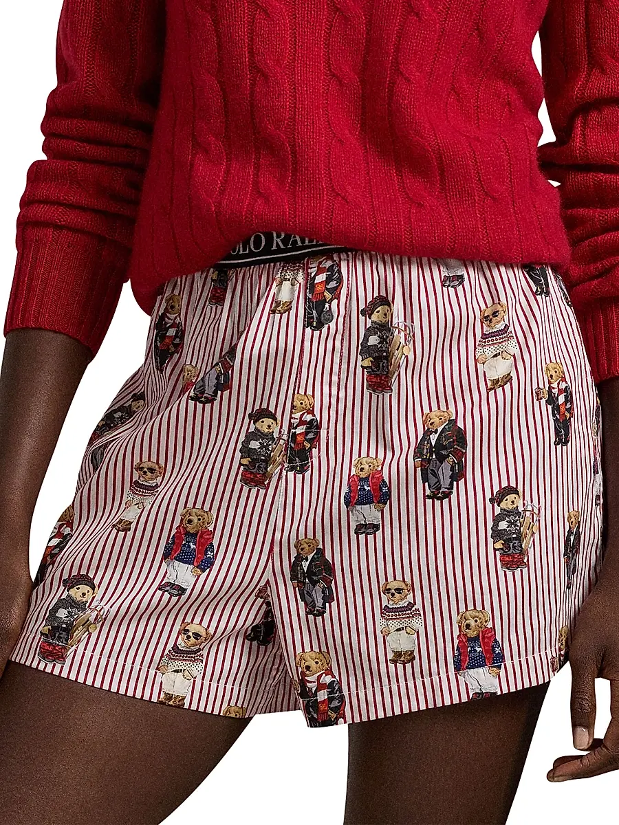 Polo Ralph Lauren Women's Iconic Bear Boxer Shorts | Thumbnail 2 Polo Ralph Lauren Women's Iconic Bear Boxer Shorts | Thumbnail 2