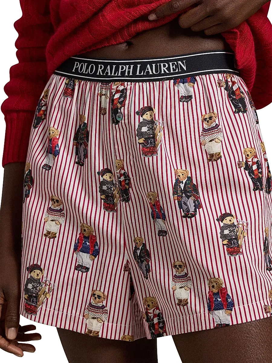 Polo Ralph Lauren Women's Iconic Bear Boxer Shorts | Thumbnail 4 Polo Ralph Lauren Women's Iconic Bear Boxer Shorts | Thumbnail 4