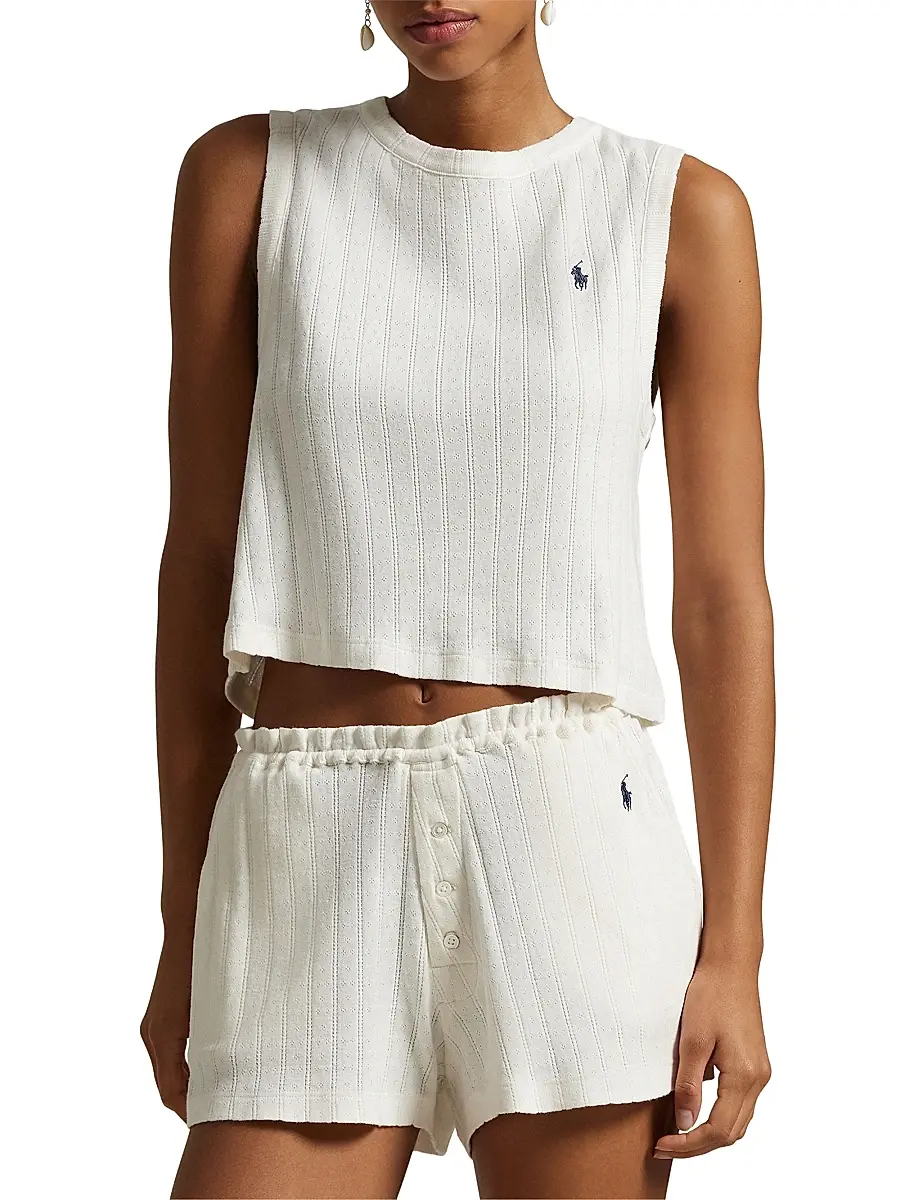 Polo Ralph Lauren Women's Polo Pointelle Cami Short Pajamas | Thumbnail 3 Polo Ralph Lauren Women's Polo Pointelle Cami Short Pajamas | Thumbnail 3