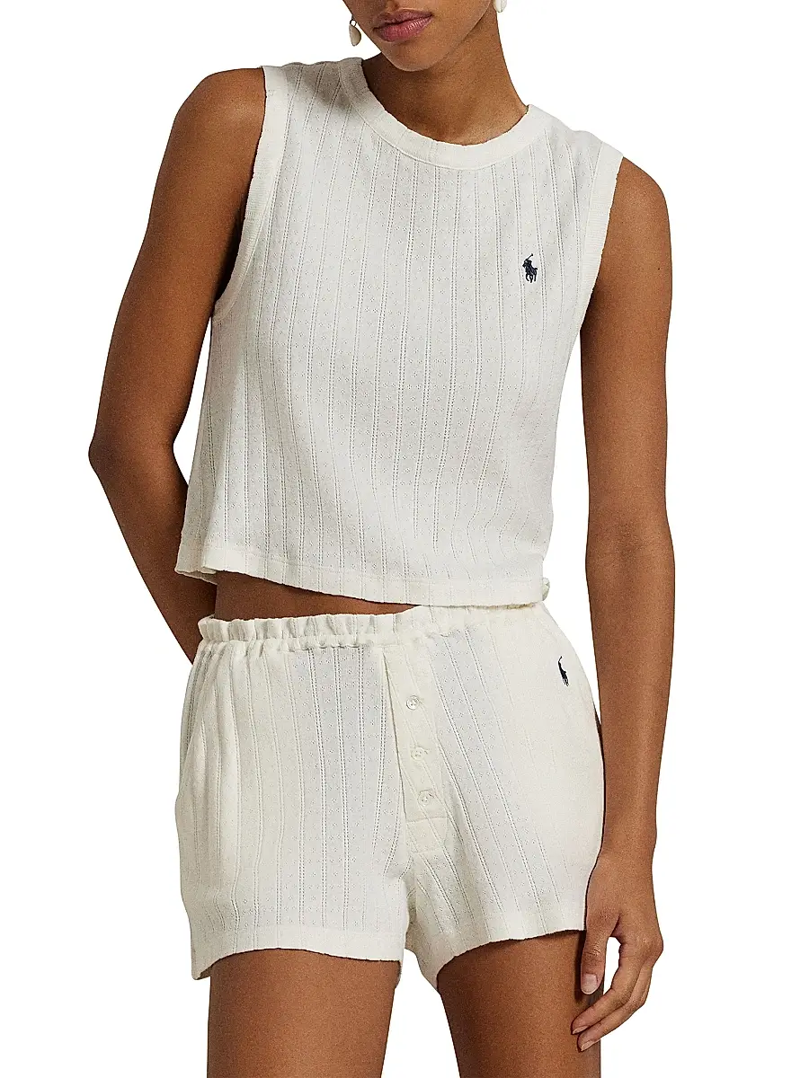 Polo Ralph Lauren Women's Polo Pointelle Cami Short Pajamas | Thumbnail 5 Polo Ralph Lauren Women's Polo Pointelle Cami Short Pajamas | Thumbnail 5