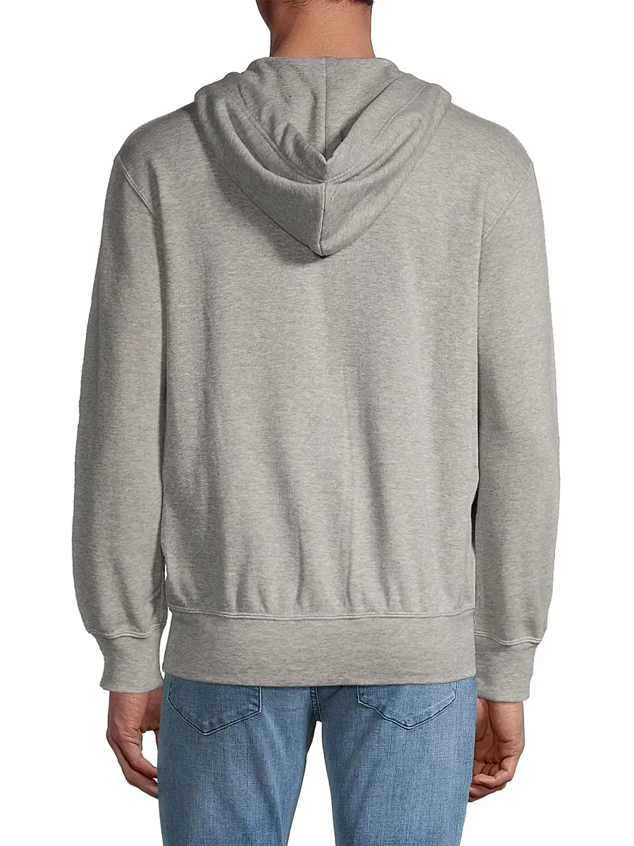 Comme des Garçons PLAY Men's Heathered Signature Logo Patch Jersey Hoodie - Grey | Thumbnail 5