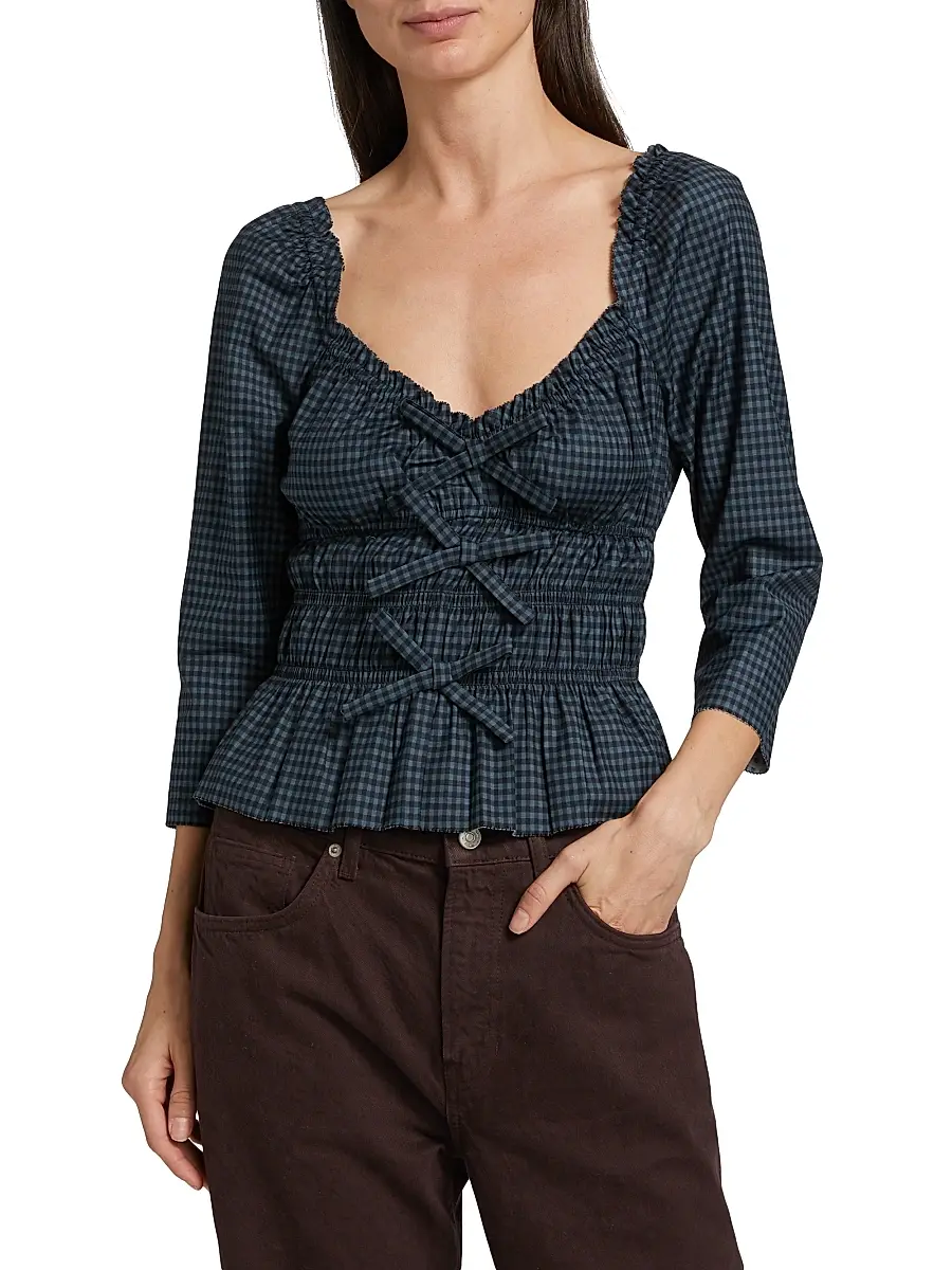 Reformation Women's Lauryn Gingham Peplum Top | Thumbnail 3 Reformation Women's Lauryn Gingham Peplum Top | Thumbnail 3