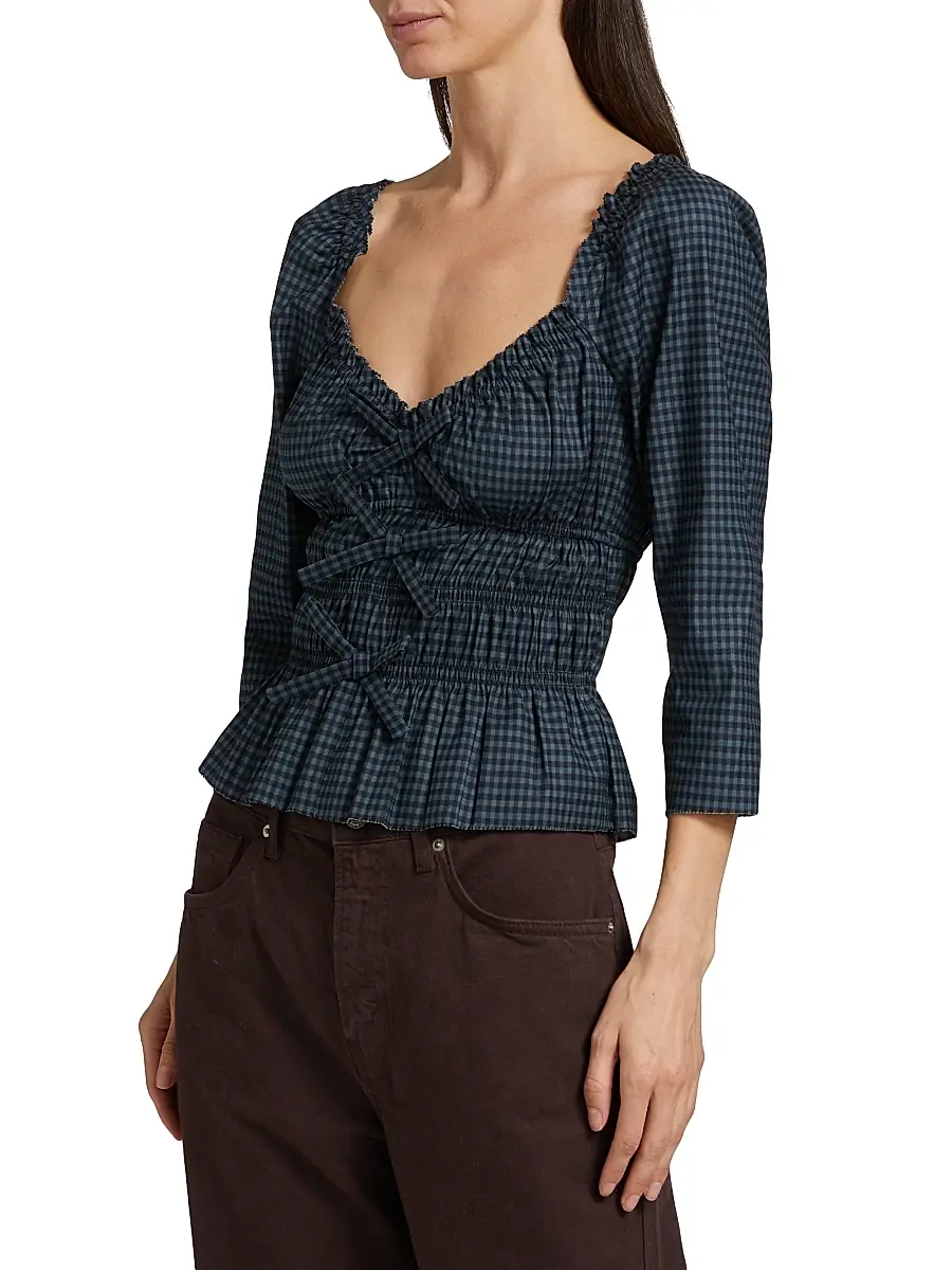 Reformation Women's Lauryn Gingham Peplum Top | Thumbnail 4 Reformation Women's Lauryn Gingham Peplum Top | Thumbnail 4