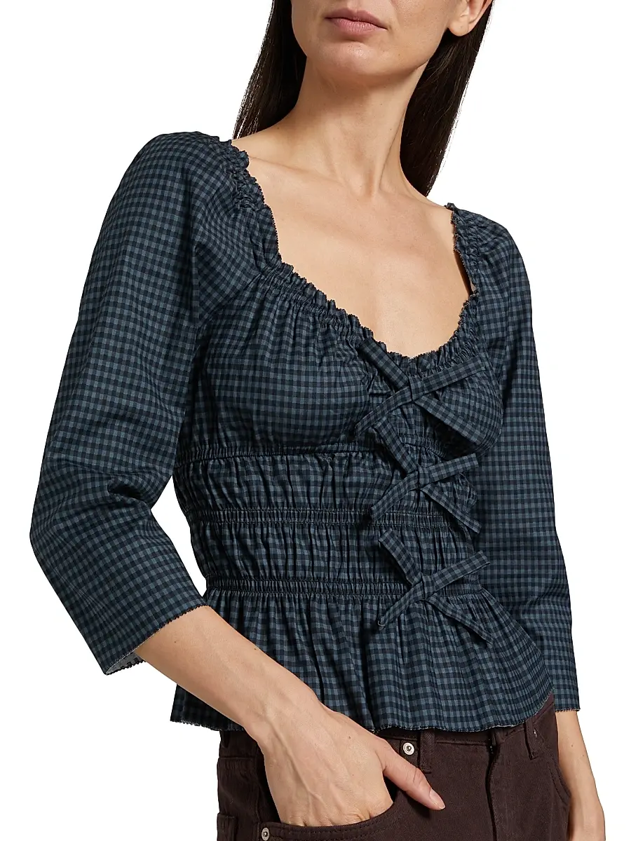 Reformation Women's Lauryn Gingham Peplum Top | Thumbnail 6 Reformation Women's Lauryn Gingham Peplum Top | Thumbnail 6