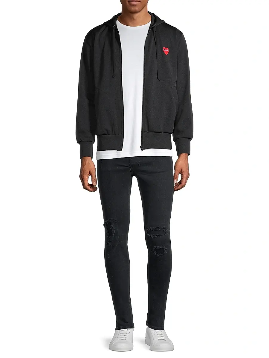 Comme des Garçons PLAY Men's Signature Logo Zip-Front Hoodie | Thumbnail 2 Comme des Garçons PLAY Men's Signature Logo Zip-Front Hoodie | Thumbnail 2