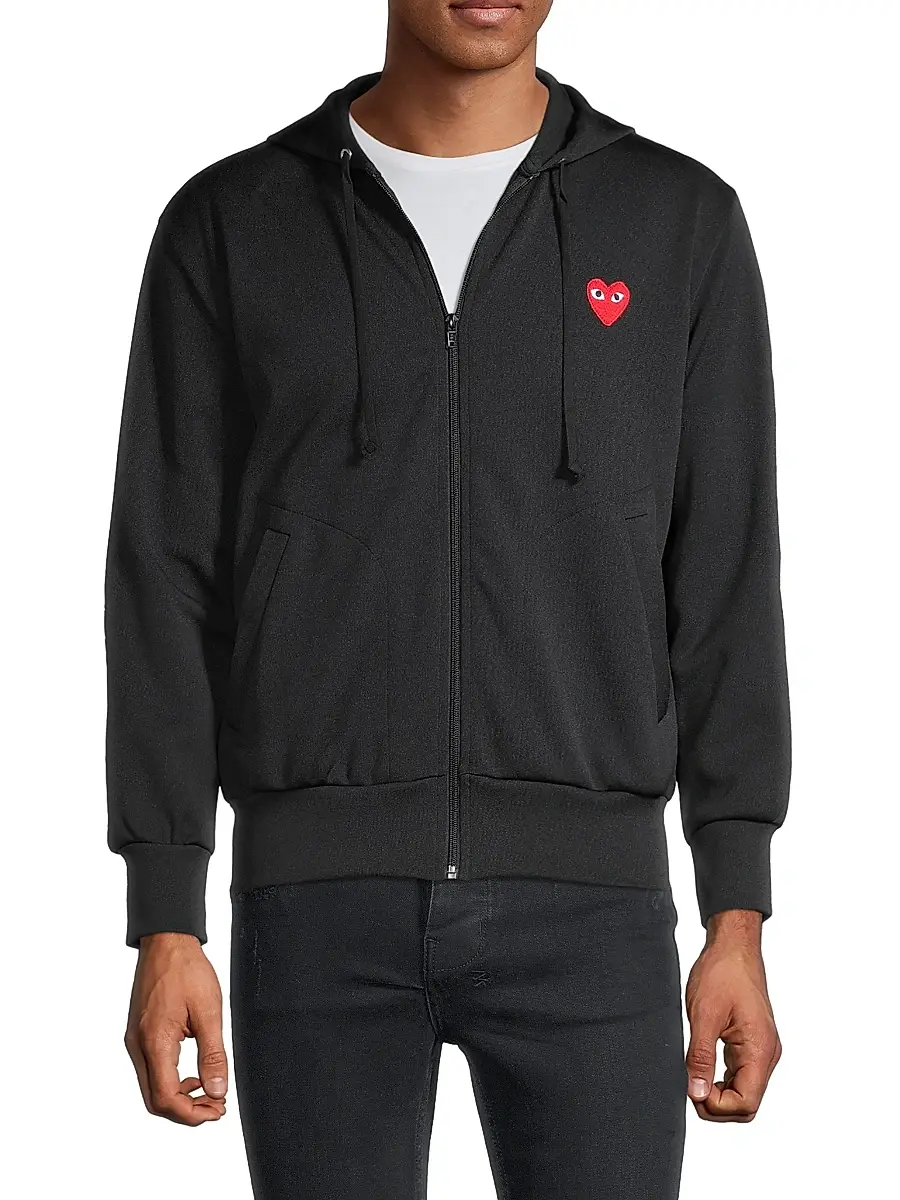 Comme des Garçons PLAY Men's Signature Logo Zip-Front Hoodie | Thumbnail 3 Comme des Garçons PLAY Men's Signature Logo Zip-Front Hoodie | Thumbnail 3