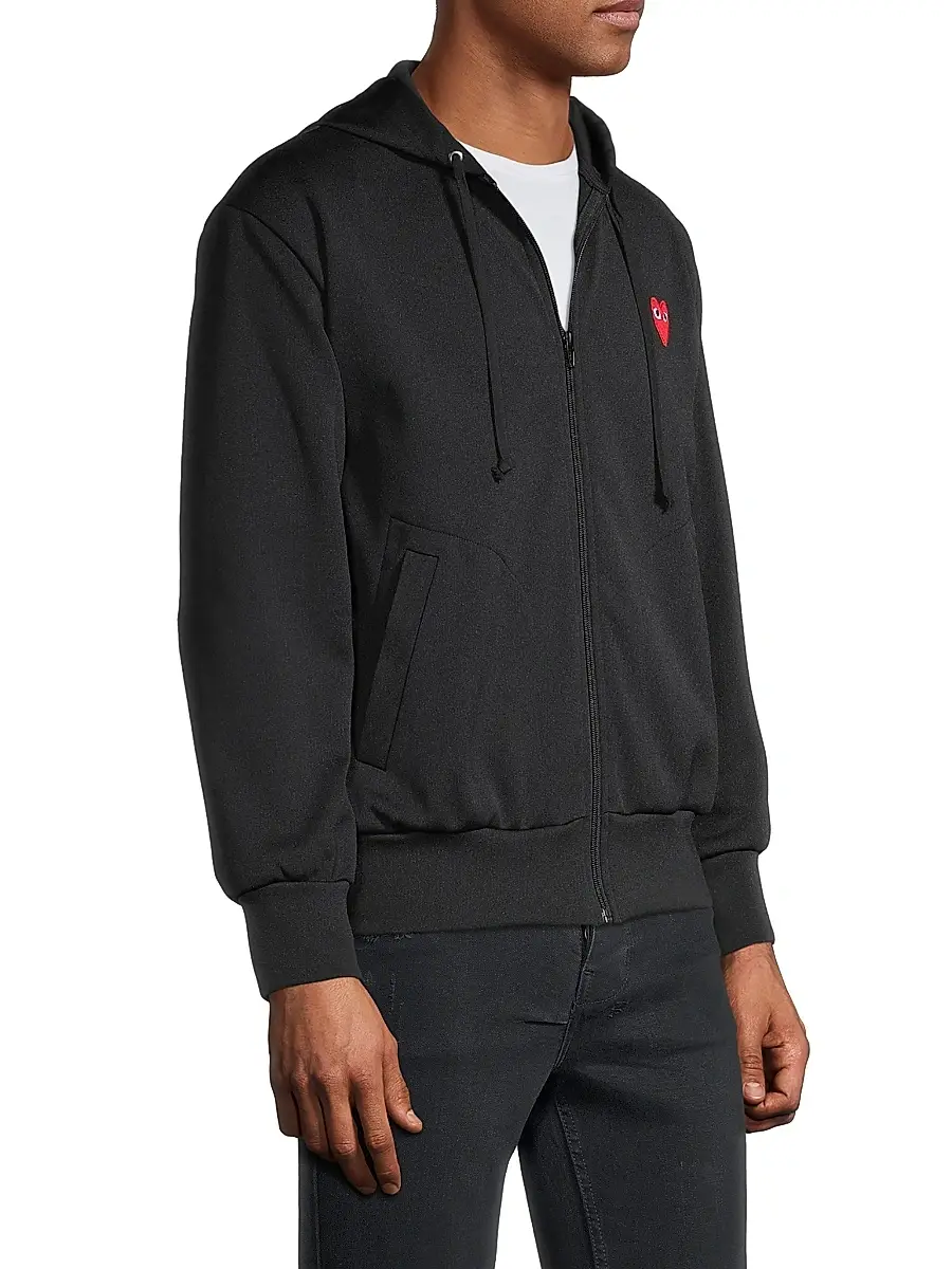 Comme des Garçons PLAY Men's Signature Logo Zip-Front Hoodie | Thumbnail 4 Comme des Garçons PLAY Men's Signature Logo Zip-Front Hoodie | Thumbnail 4