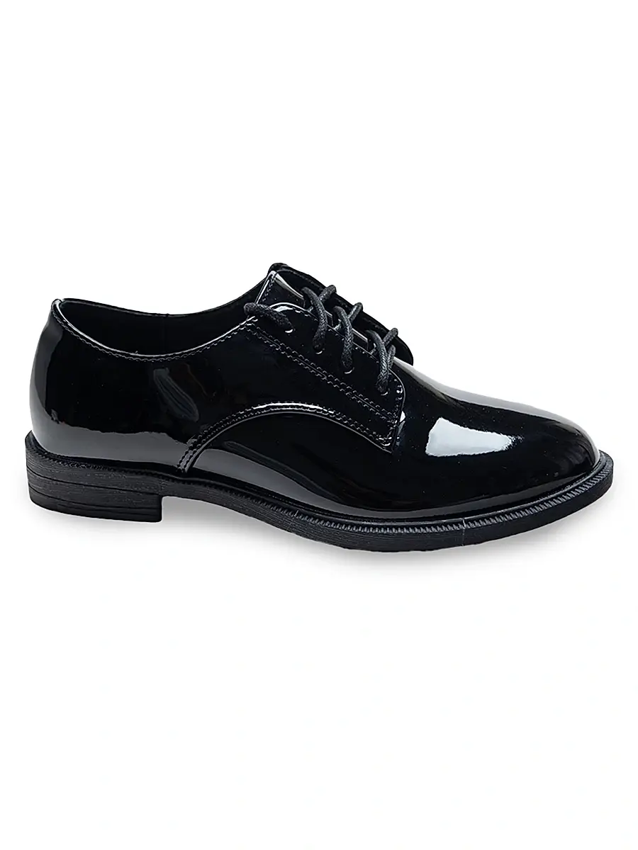 Moustache Faux Patent Leather Oxford Laced Dress Shoes - Black 5 (Child) | Image 1 Moustache Faux Patent Leather Oxford Laced Dress Shoes - Black 5 (Child) | Image 1