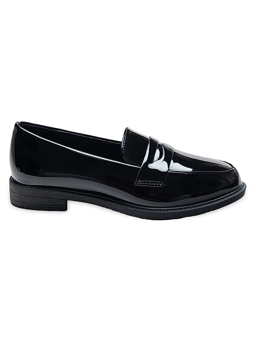 Moustache Faux Patent Leather Penny Loafers - Black 5 (Child) | Image 1 Moustache Faux Patent Leather Penny Loafers - Black 5 (Child) | Image 1