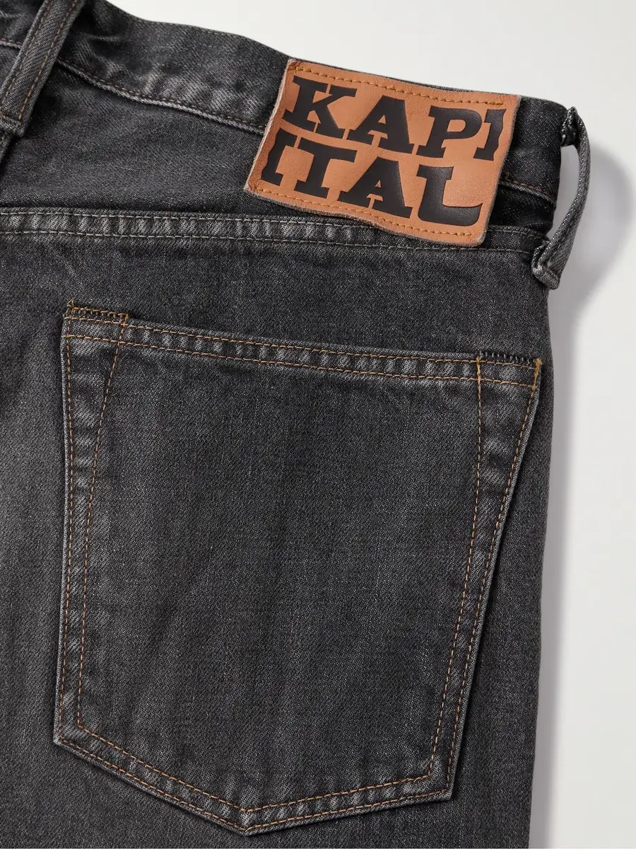 KAPITAL Monkey CISCO Straight-Leg Embellished Leather-Trimmed Jeans - Men | Thumbnail 5
