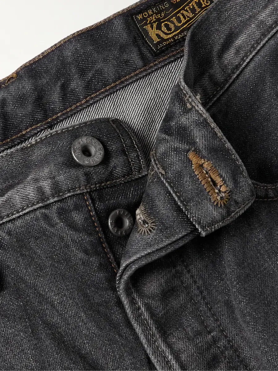 KAPITAL Monkey CISCO Straight-Leg Embellished Leather-Trimmed Jeans - Men | Thumbnail 6