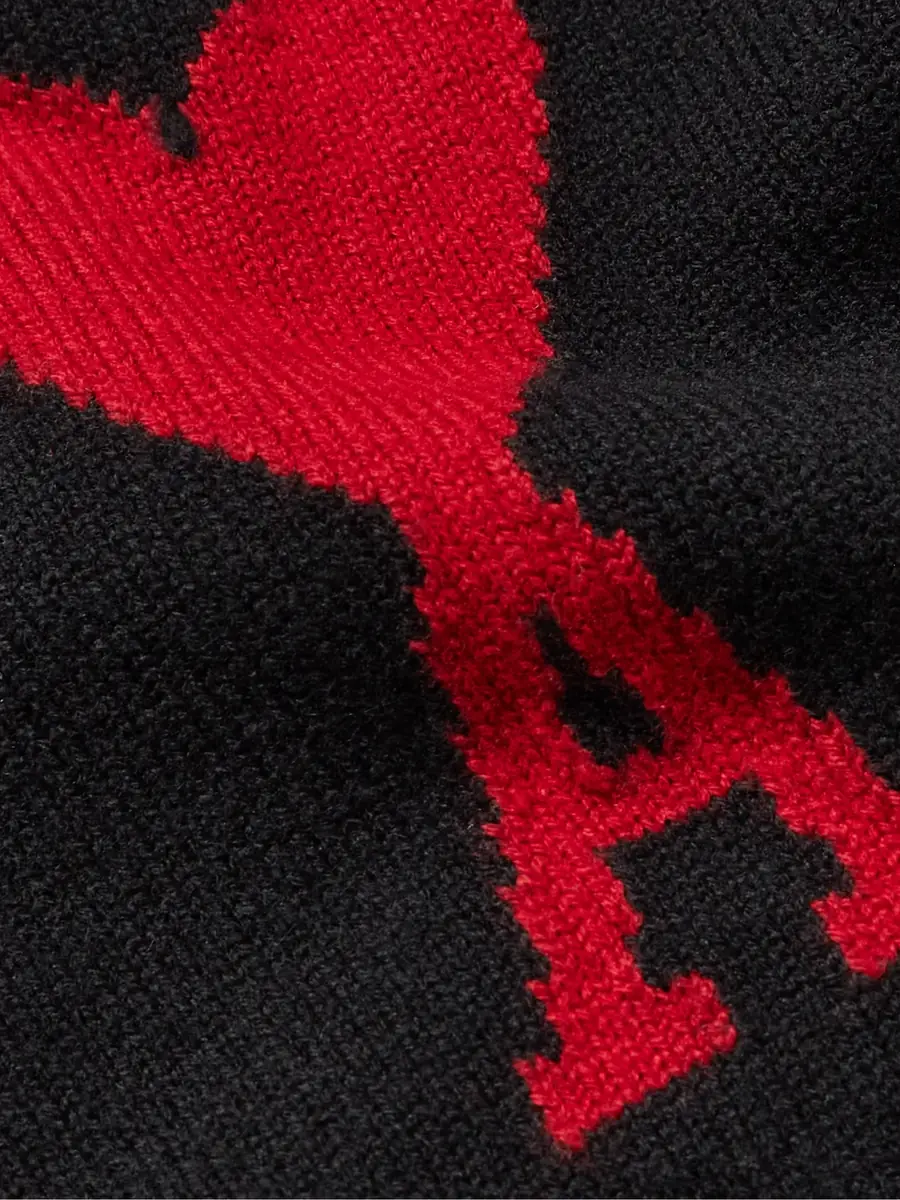 AMI PARIS Logo-Intarsia Virgin Wool Cardigan - Men | Thumbnail 5