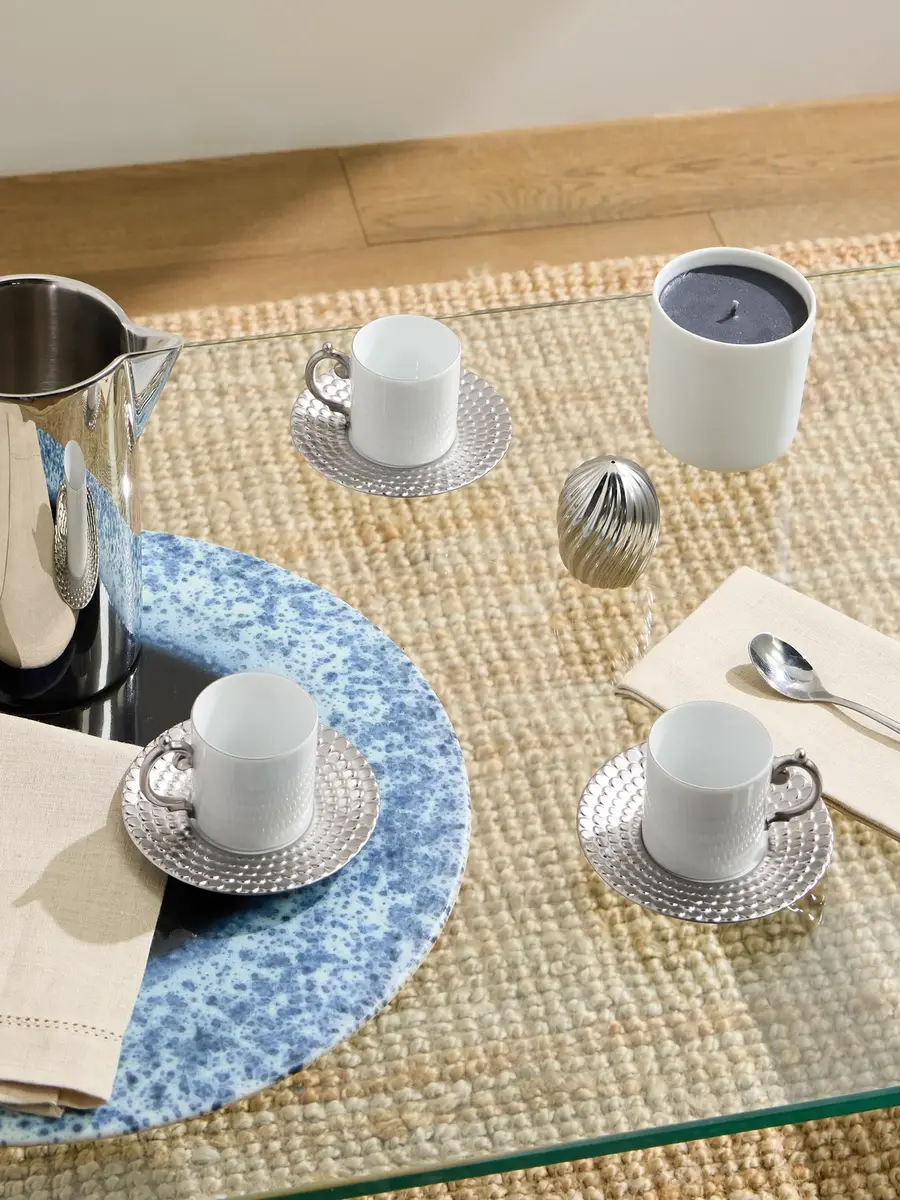 L'Objet Corde Set of Six Platinum-Plated Porcelain Espresso Cups and Saucers - Men | Thumbnail 2