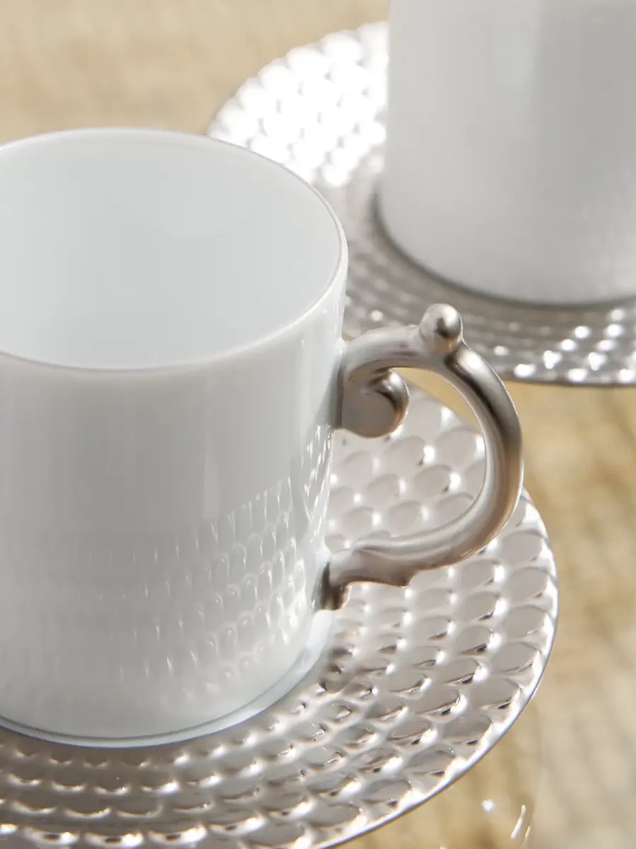 L'Objet Corde Set of Six Platinum-Plated Porcelain Espresso Cups and Saucers - Men | Thumbnail 3