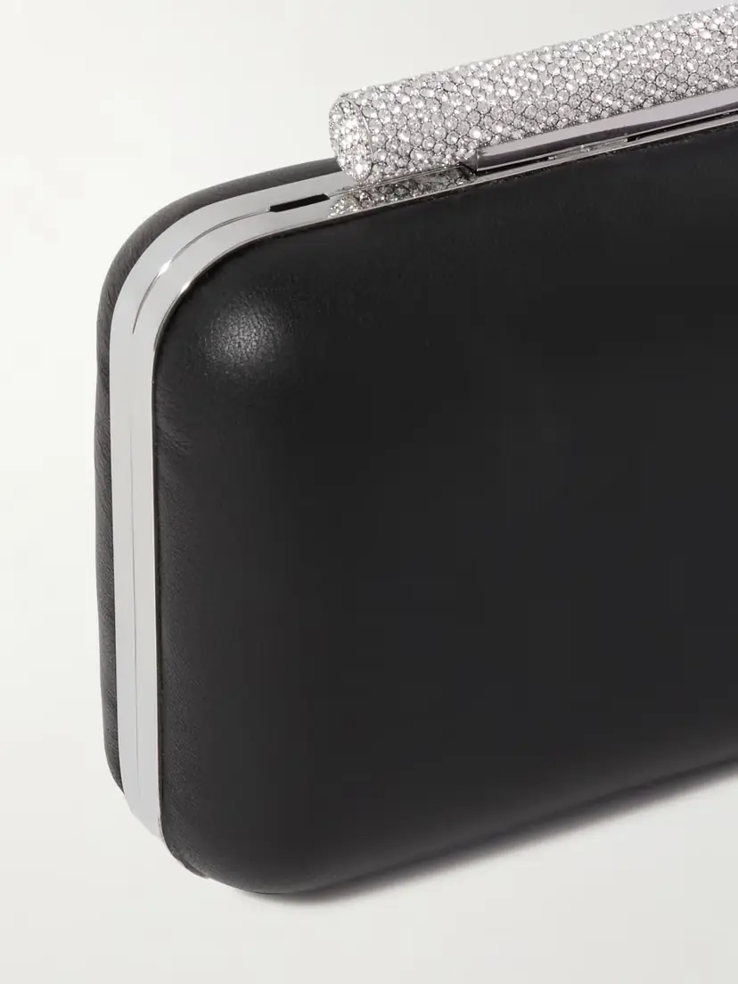 Alexander McQueen T-bar Crystal-embellished Leather Clutch | Thumbnail 4