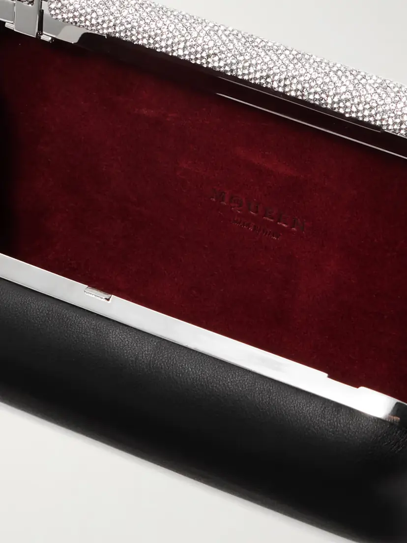 Alexander McQueen T-bar Crystal-embellished Leather Clutch | Thumbnail 5