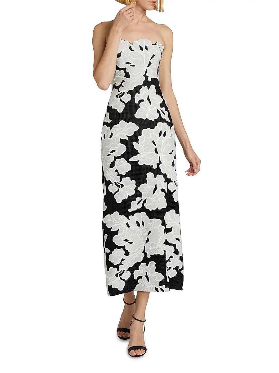 Lela Rose Women's Natasha Strapless Floral Dress | Thumbnail 2 Lela Rose Women's Natasha Strapless Floral Dress | Thumbnail 2