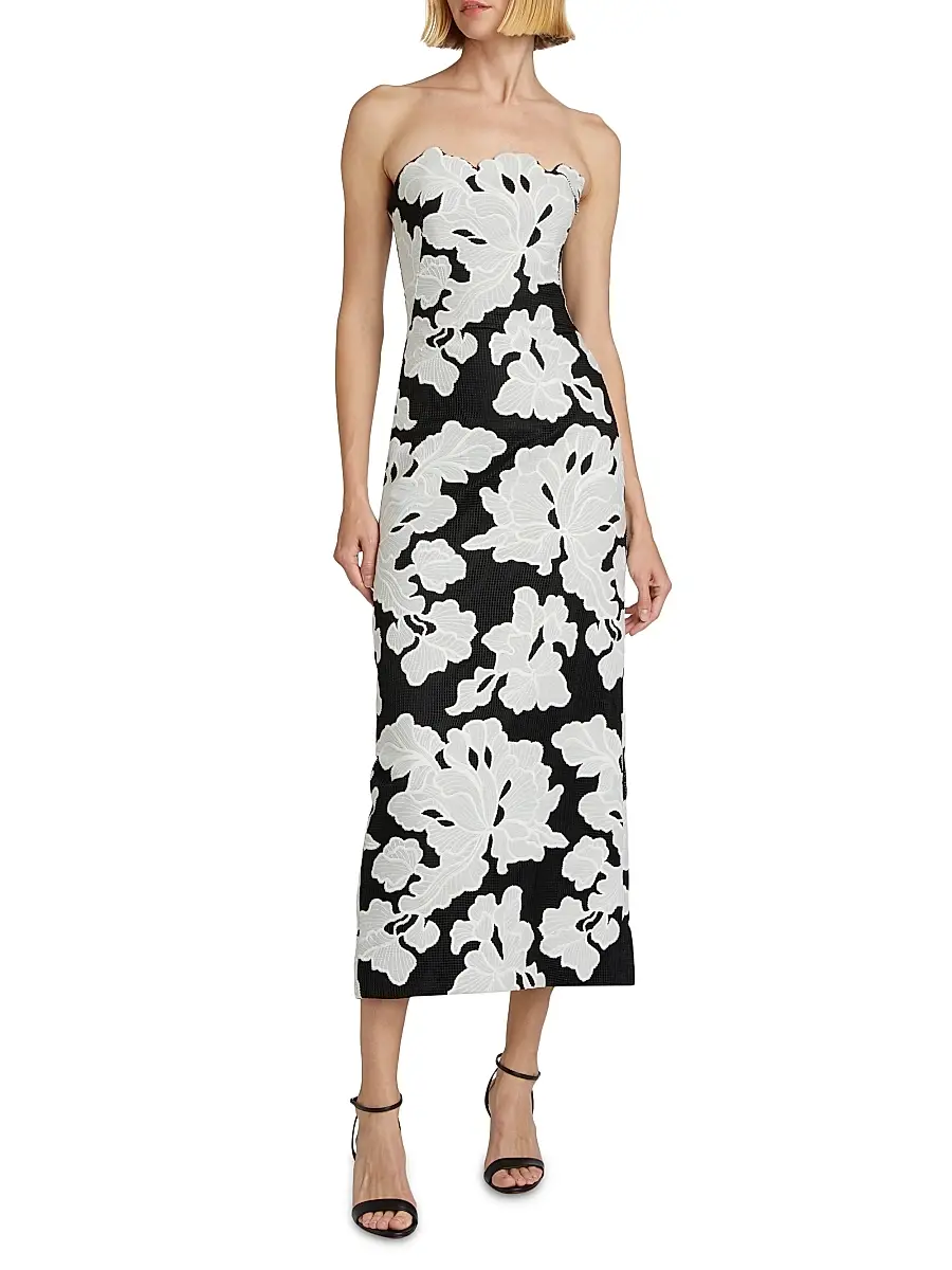 Lela Rose Women's Natasha Strapless Floral Dress | Thumbnail 3 Lela Rose Women's Natasha Strapless Floral Dress | Thumbnail 3