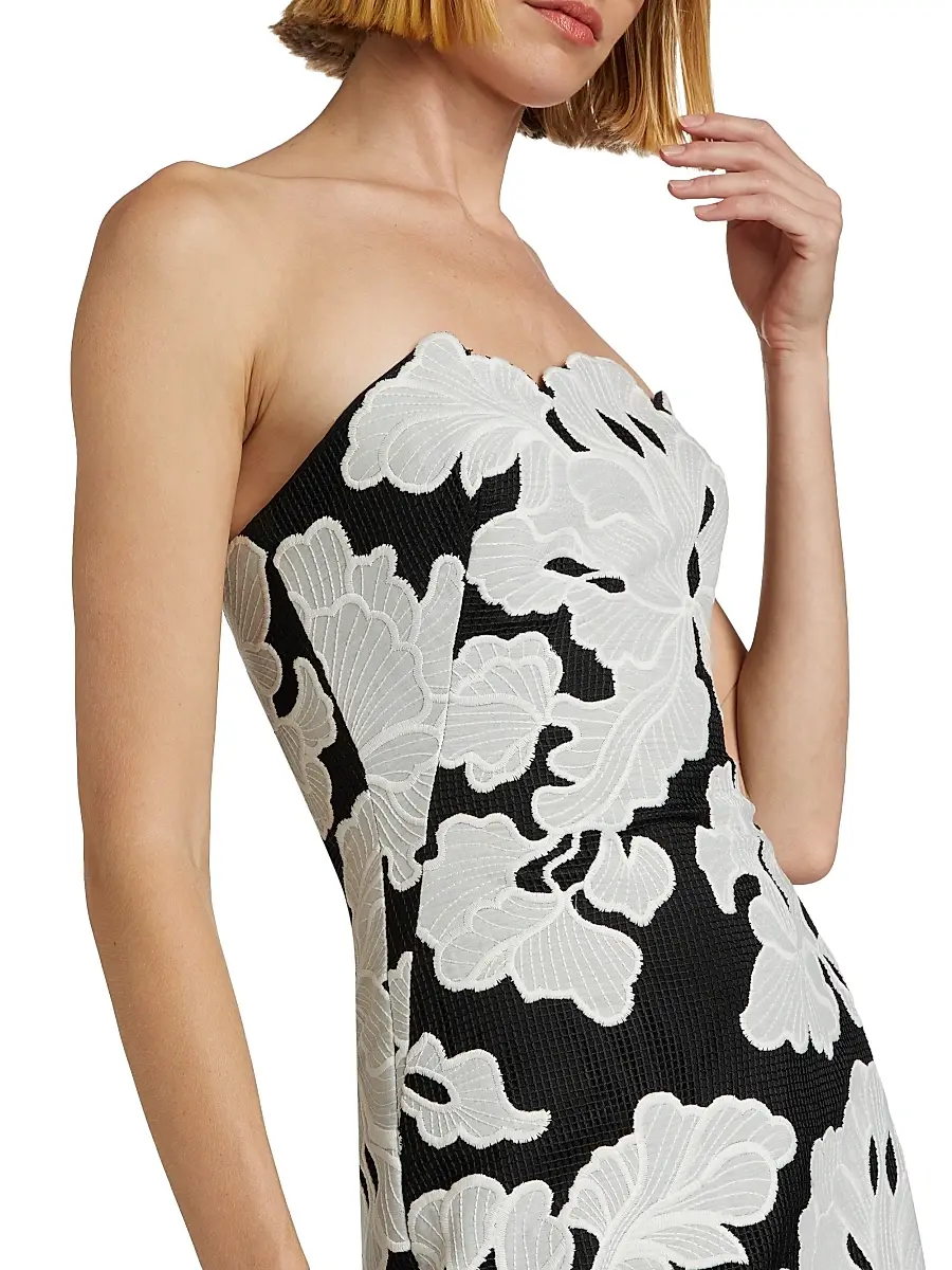 Lela Rose Women's Natasha Strapless Floral Dress | Thumbnail 6 Lela Rose Women's Natasha Strapless Floral Dress | Thumbnail 6