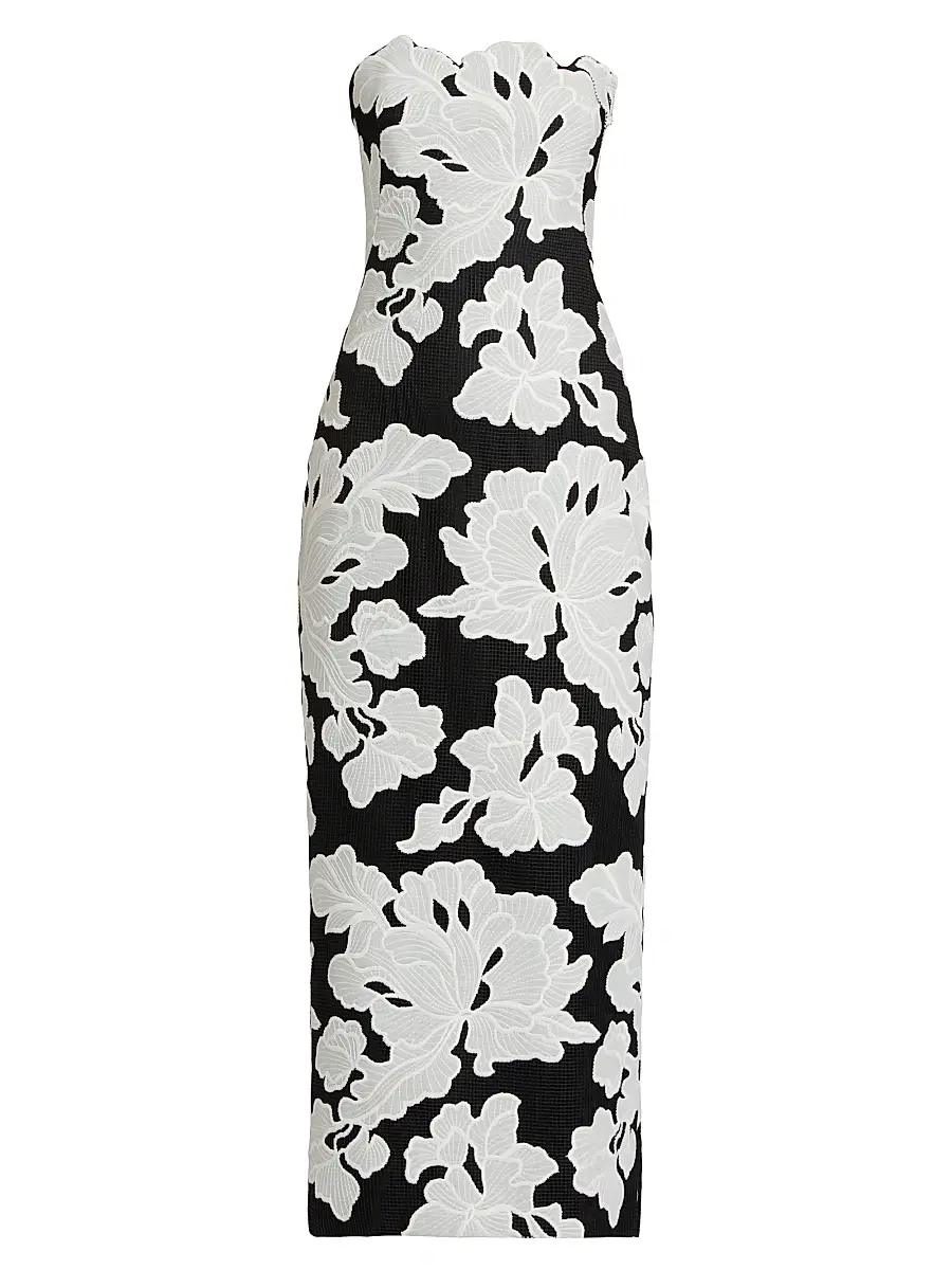 Lela Rose Women's Natasha Strapless Floral Dress