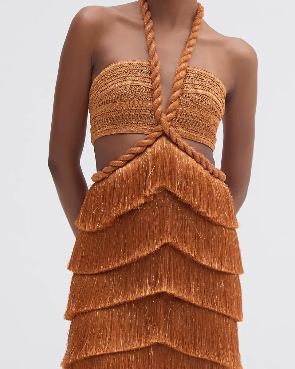 PatBo PREORDER: PAMPAS FRINGE CUT OUT MINI DRESS | Thumbnail 2