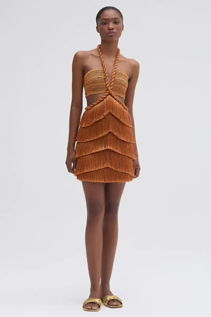 PatBo PREORDER: PAMPAS FRINGE CUT OUT MINI DRESS | Thumbnail 4