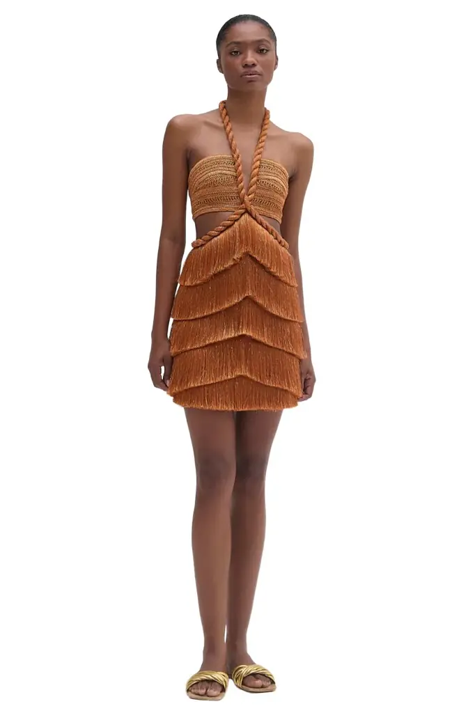 PatBo PREORDER: PAMPAS FRINGE CUT OUT MINI DRESS