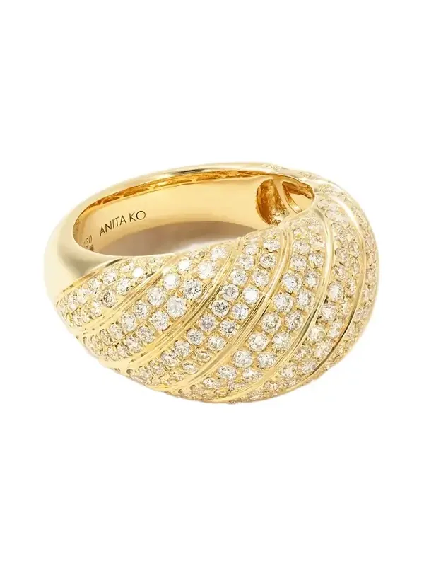 Domed 18-karat Gold Diamond Ring Domed 18-karat Gold Diamond Ring