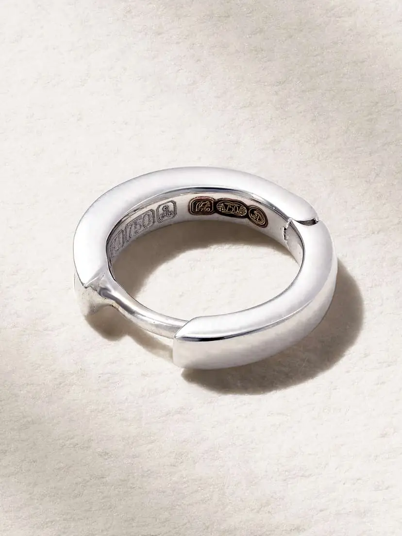 KOLOURS JEWELRY Small 18-karat White Gold Diamond Single Hoop Earring | Thumbnail 3 KOLOURS JEWELRY Small 18-karat White Gold Diamond Single Hoop Earring | Thumbnail 3