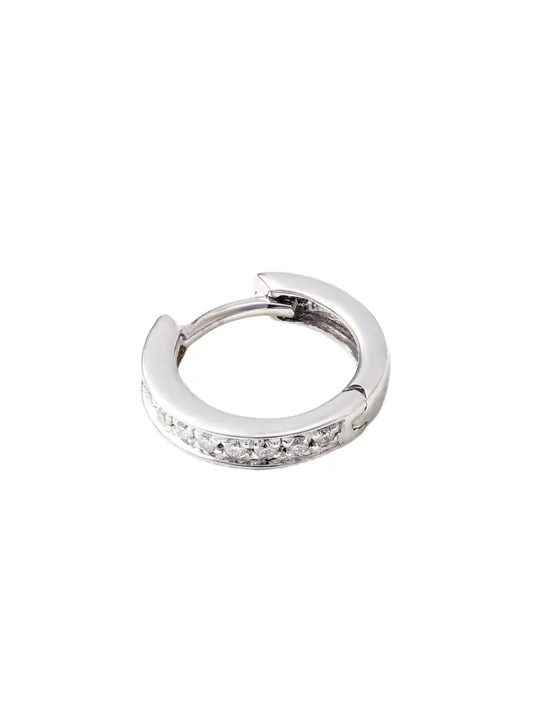 KOLOURS JEWELRY Small 18-karat White Gold Diamond Single Hoop Earring | Image 1 KOLOURS JEWELRY Small 18-karat White Gold Diamond Single Hoop Earring | Image 1