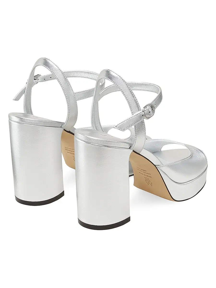Stuart Weitzman Women's Dayna II 100MM Metallic Leather Platform Sandals | Thumbnail 3 Stuart Weitzman Women's Dayna II 100MM Metallic Leather Platform Sandals | Thumbnail 3