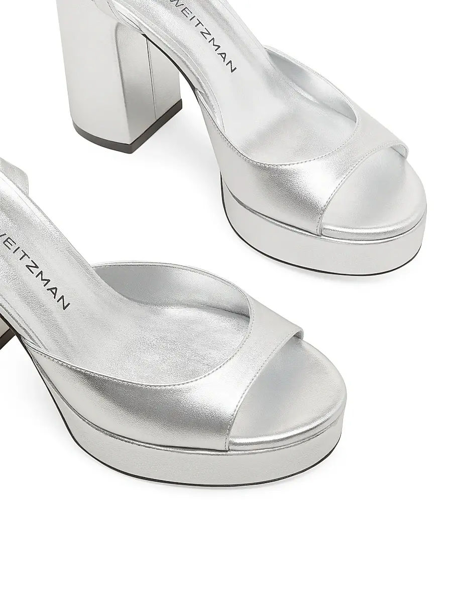 Stuart Weitzman Women's Dayna II 100MM Metallic Leather Platform Sandals | Thumbnail 4 Stuart Weitzman Women's Dayna II 100MM Metallic Leather Platform Sandals | Thumbnail 4