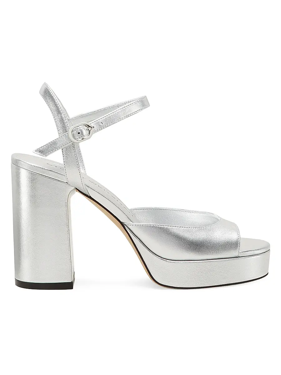 Stuart Weitzman Women's Dayna II 0MM Metallic Leather Platform Sandals - Silver | Image 1 Stuart Weitzman Women's Dayna II 0MM Metallic Leather Platform Sandals - Silver | Image 1