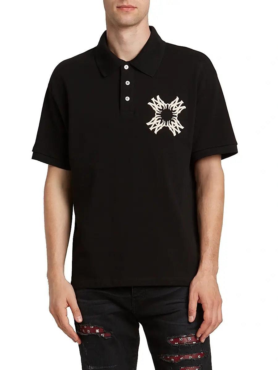 AMIRI Men's Ma Quad Cotton Polo Shirt | Thumbnail 3 AMIRI Men's Ma Quad Cotton Polo Shirt | Thumbnail 3