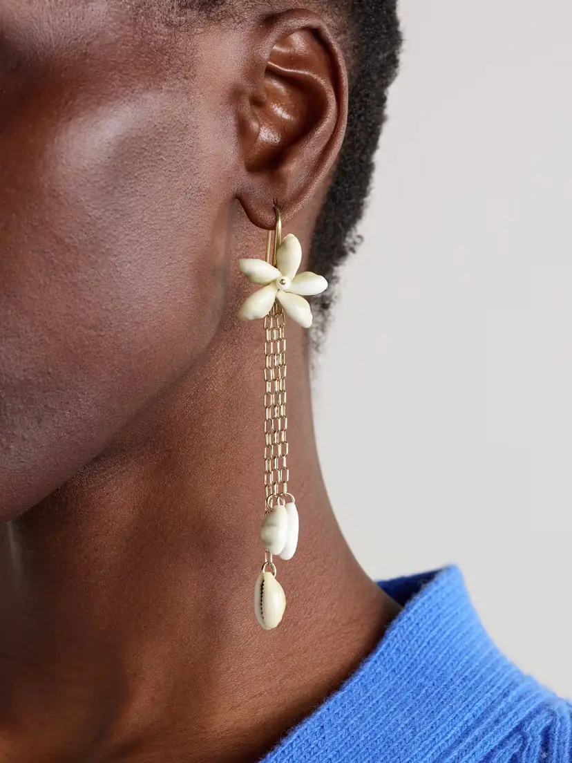 Isabel Marant Noki Gold-tone Shell Earrings | Thumbnail 2
