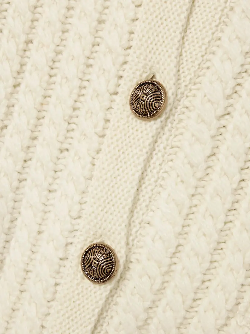 Khaite Balser Cable-knit Cashmere And Mohair-blend Cardigan | Thumbnail 4 Khaite Balser Cable-knit Cashmere And Mohair-blend Cardigan | Thumbnail 4